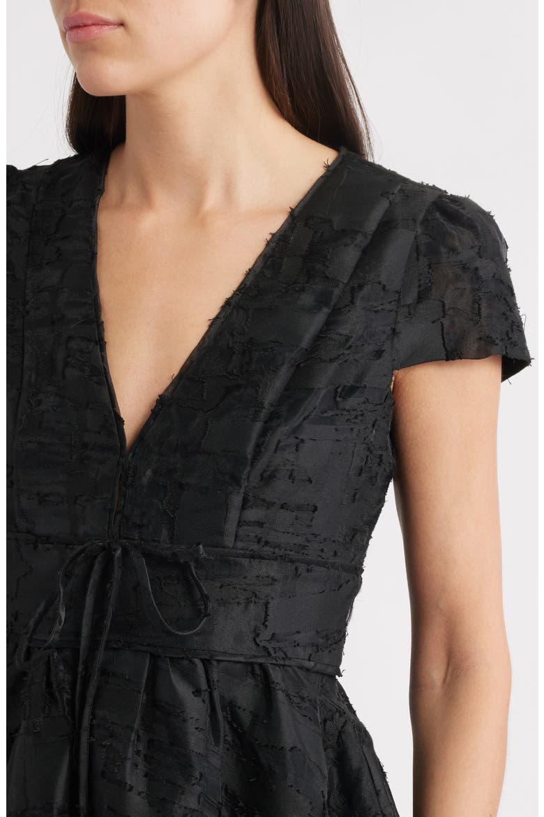 Kiara Burnout Satin Fit & Flare Cocktail Dress, Alternate, color, BLACK