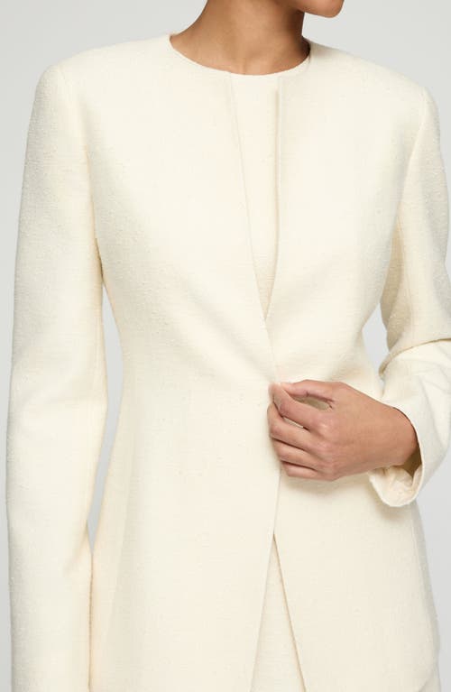 Lafayette 148 Cutaway Tailored Wool-blend Jacket In Cloud