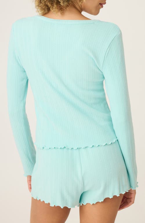 Pj Salvage Essentials Pointelle Lounge Cardigan In Green