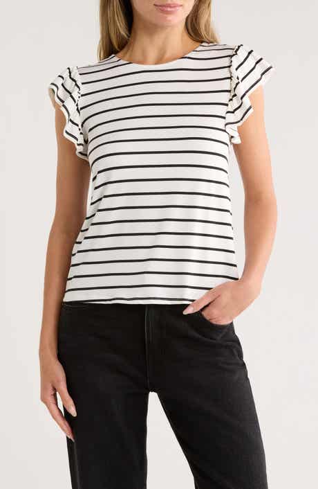 Bobeau Ruffle Sleeve Top