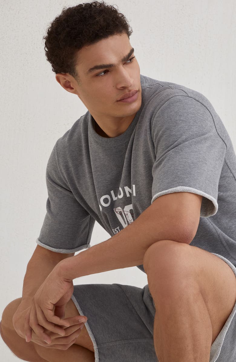 Brunello Cucinelli Smooth cotton French terry sweatshirt, Alternate, color, Medium Grey