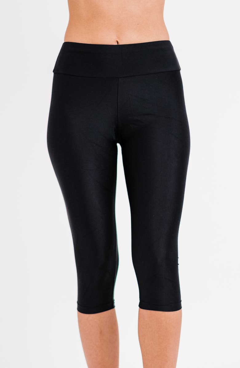 Calypsa Capri Swim Leggings, Main, color, Black