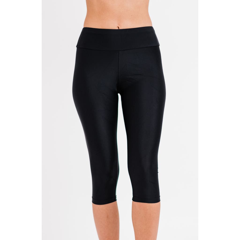 Calypsa Capri Swim Leggings In Black