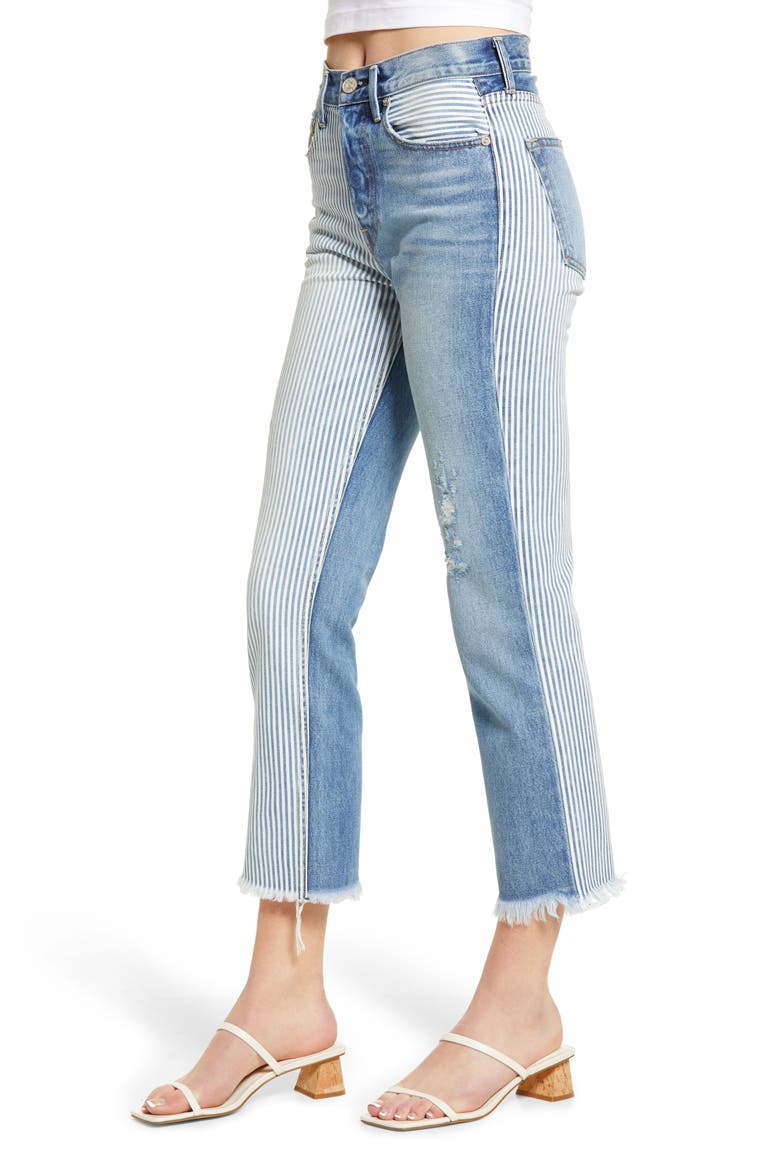 Claude Mixed Media High Waist Straight Leg Jeans, Alternate, color, DRIFTER