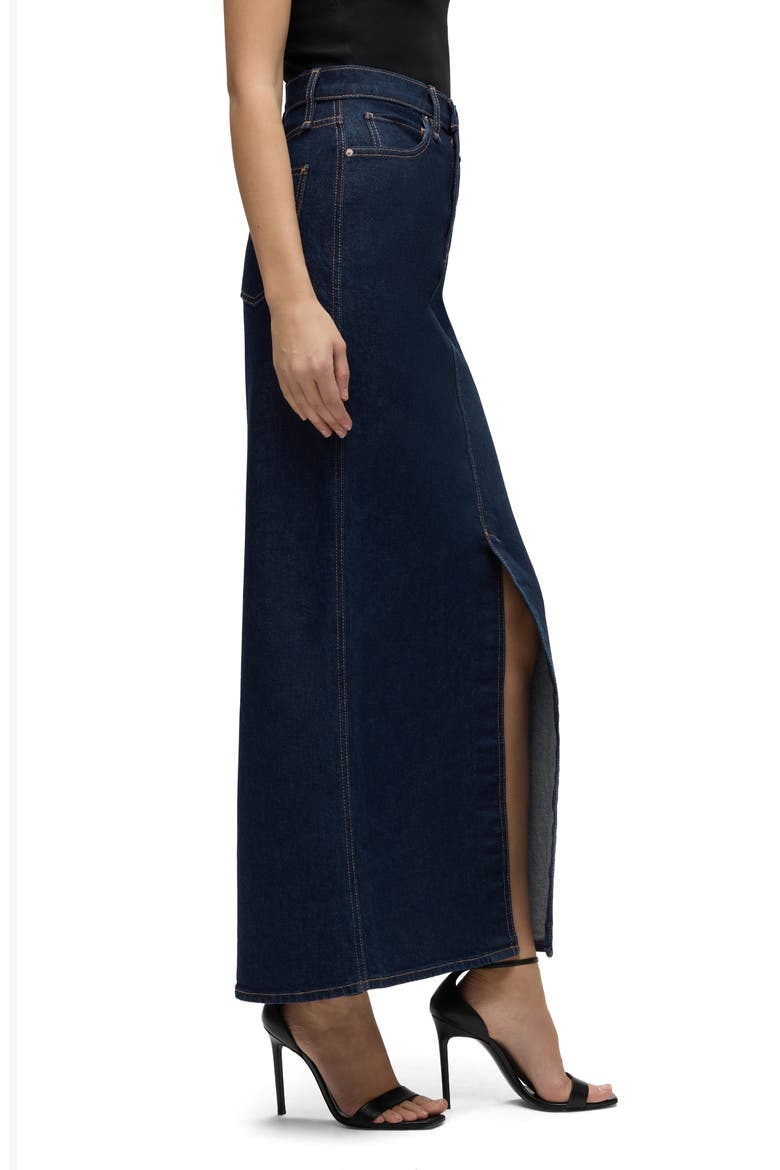 Reconstructed Stretch Cotton Denim Maxi Skirt, Alternate, color, EVE
