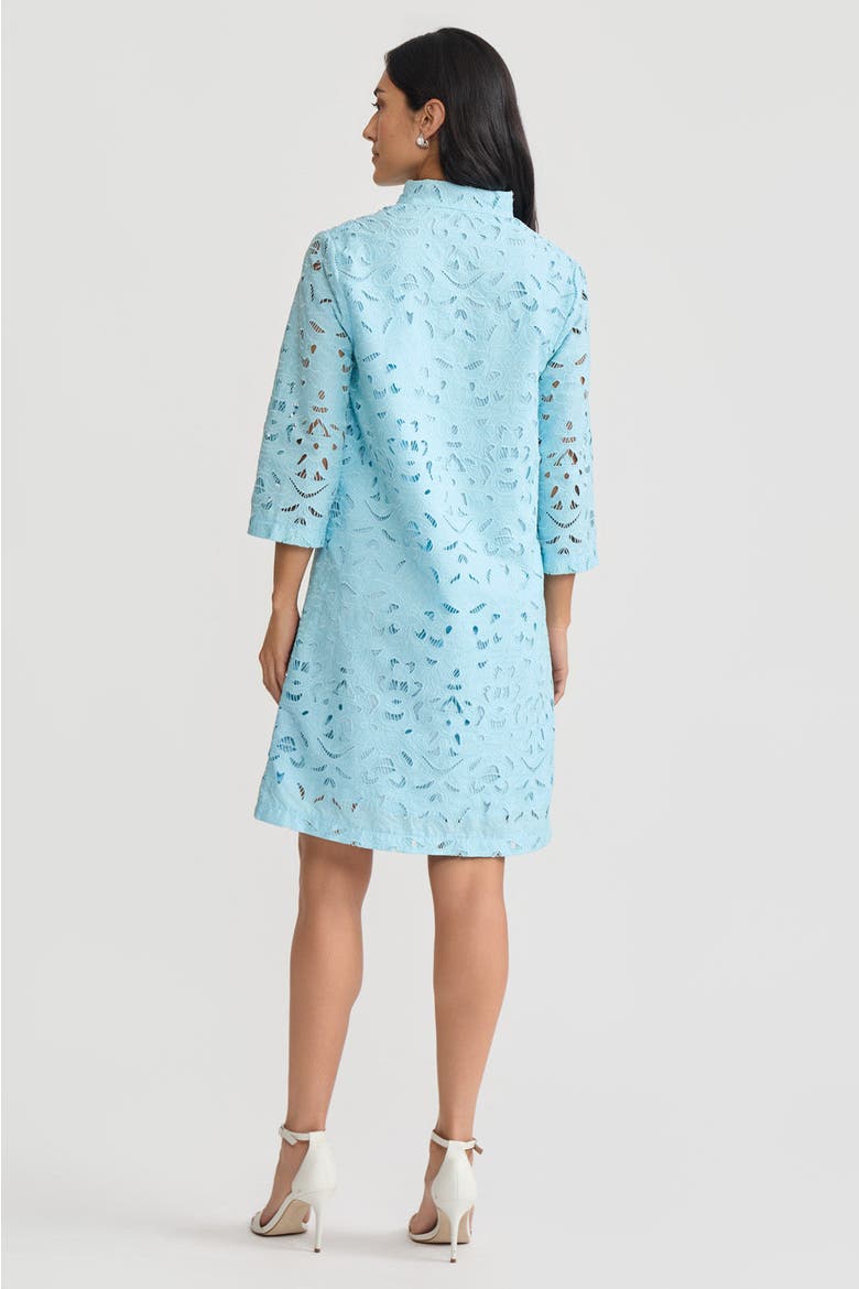 Lined Embroidered Stitch Woven Midi Dress, Alternate, color, Serene