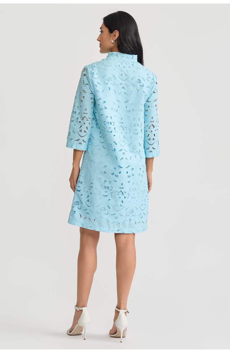 Ming Wang Lined Embroidered Stitch Woven Midi Dress, Alternate, color, Serene