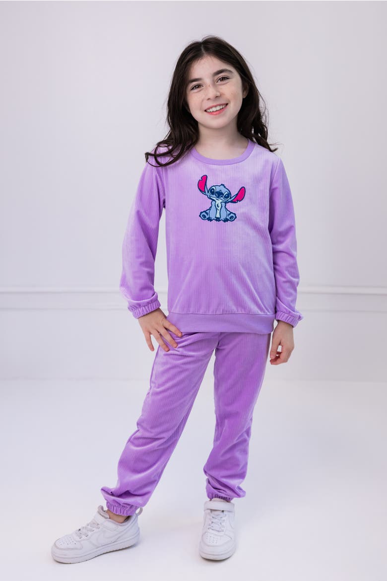 Lilo & Stitch Velour 2-Piece Sweatshirt and Pants Set, Alternate, color, Purple Rose Stitch