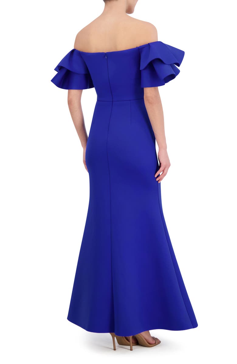 Eliza J Ruffle Sleeve Off the Shoulder Mermaid Gown, Alternate, color,