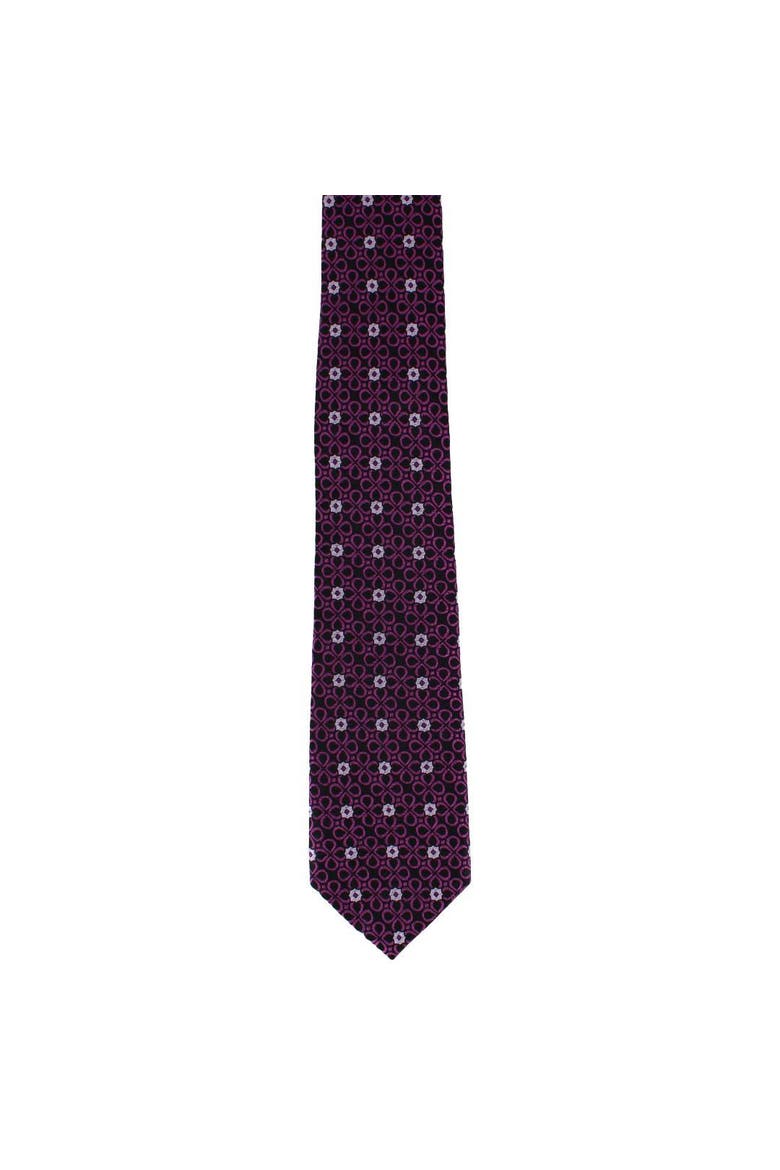 Basil Bubble Floral Business Novelty Silk Necktie, Alternate, color, Purple