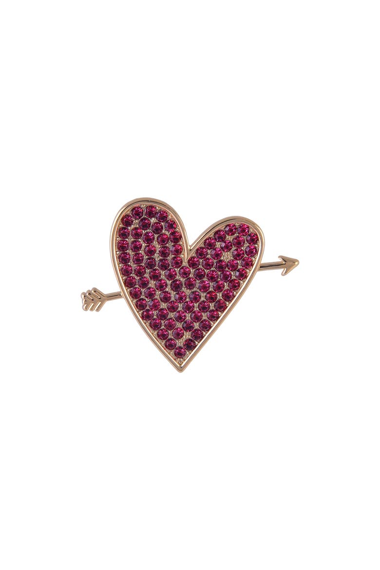 Pink Stone Heart and Arrow Pin, Main, color, Red
