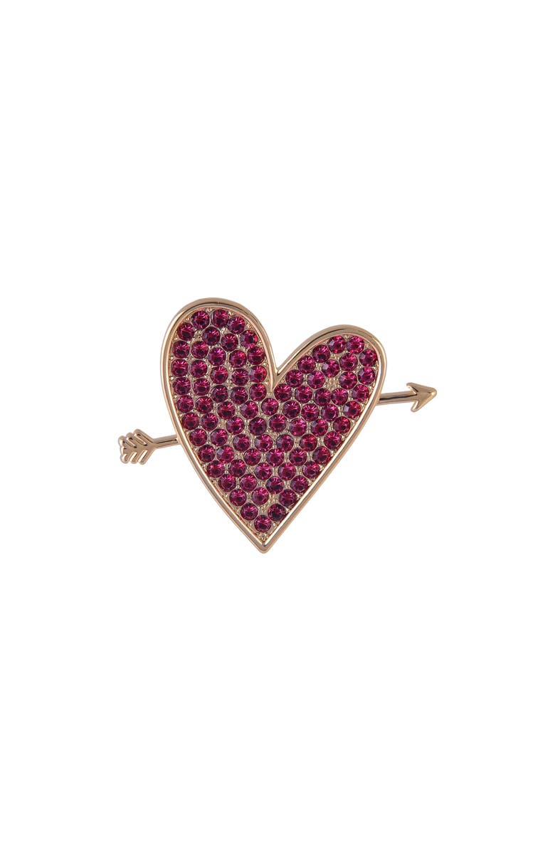 Hallmark Pink Stone Heart and Arrow Pin, Main, color, Red