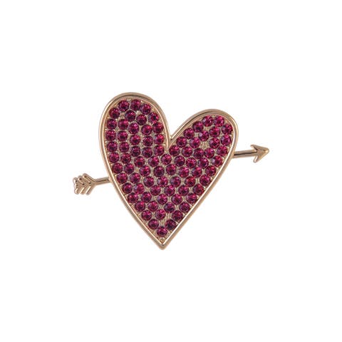 Pink Stone Heart and Arrow Pin