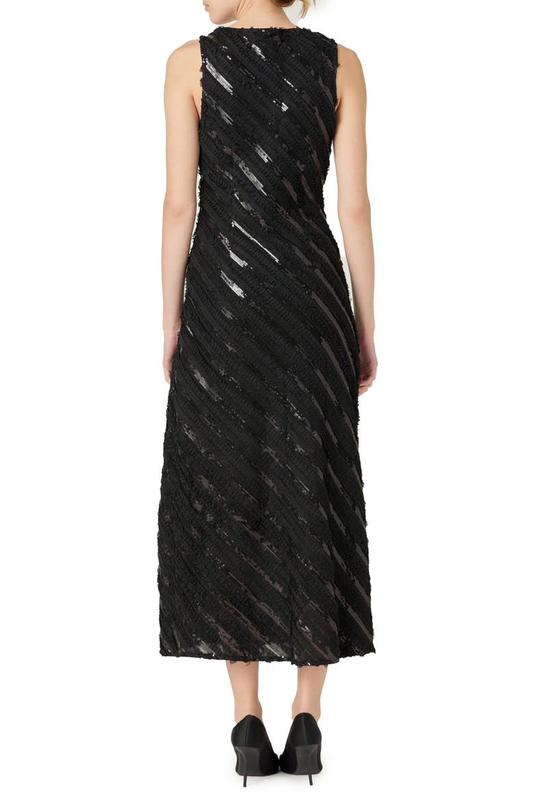 Sequin Stripe Sleeveless Maxi Dress, Alternate, color, BLACK