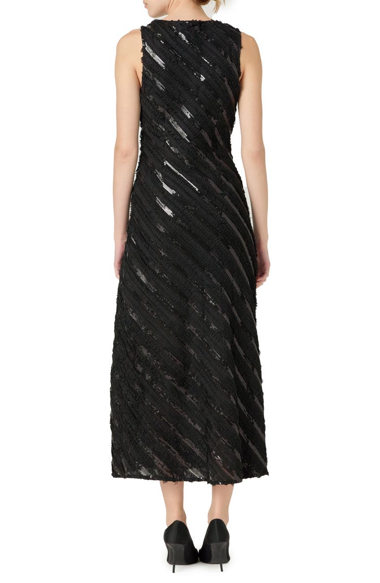 Endless Rose Sequin Stripe Sleeveless Maxi Dress, Alternate, color, Black