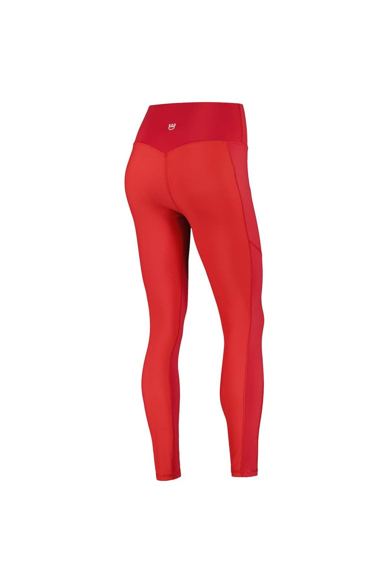 Women's  Red Wisconsin Badgers 7/8 Mixed Media Pocket iLeggings, Alternate, color, Red