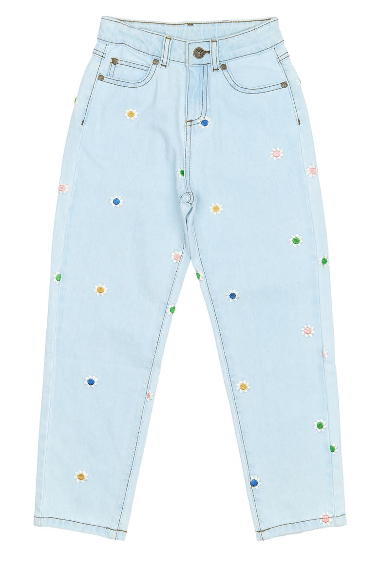 Kids' Porscha Floral Embroidered Mom Jeans, Main, color, LIGHT BLUE DENIM