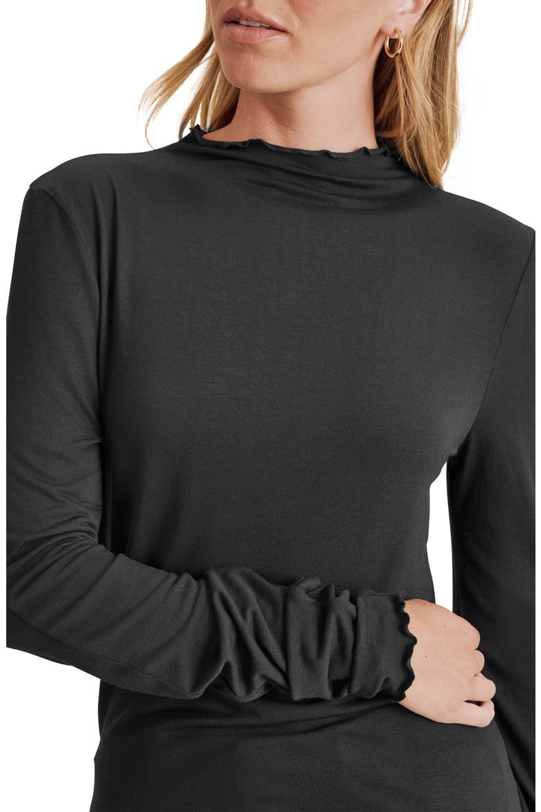 Long Sleeve Mock Neck Top, Alternate, color, BLACK
