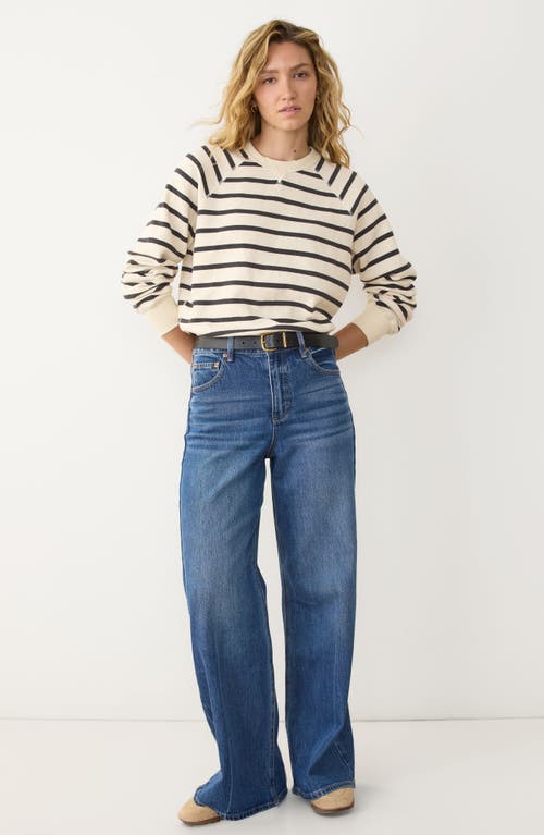 Marine Layer Cloud 9 Fleece Stripe Reversible Sweatshirt In White