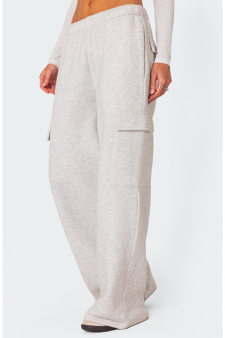 Wide Leg Cotton Cargo Sweatpants, Alternate, color, LIGHT-GRAY