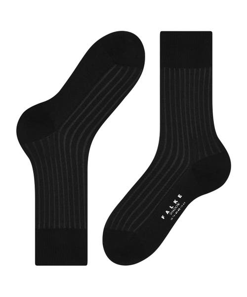Falke Shadow Striped Dress Socks In Black
