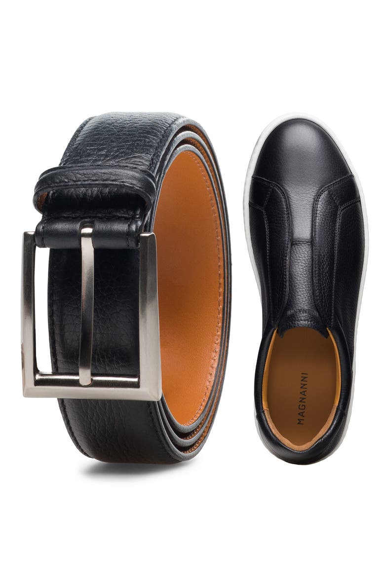 Rocas Leather Belt, Alternate, color, BLACK
