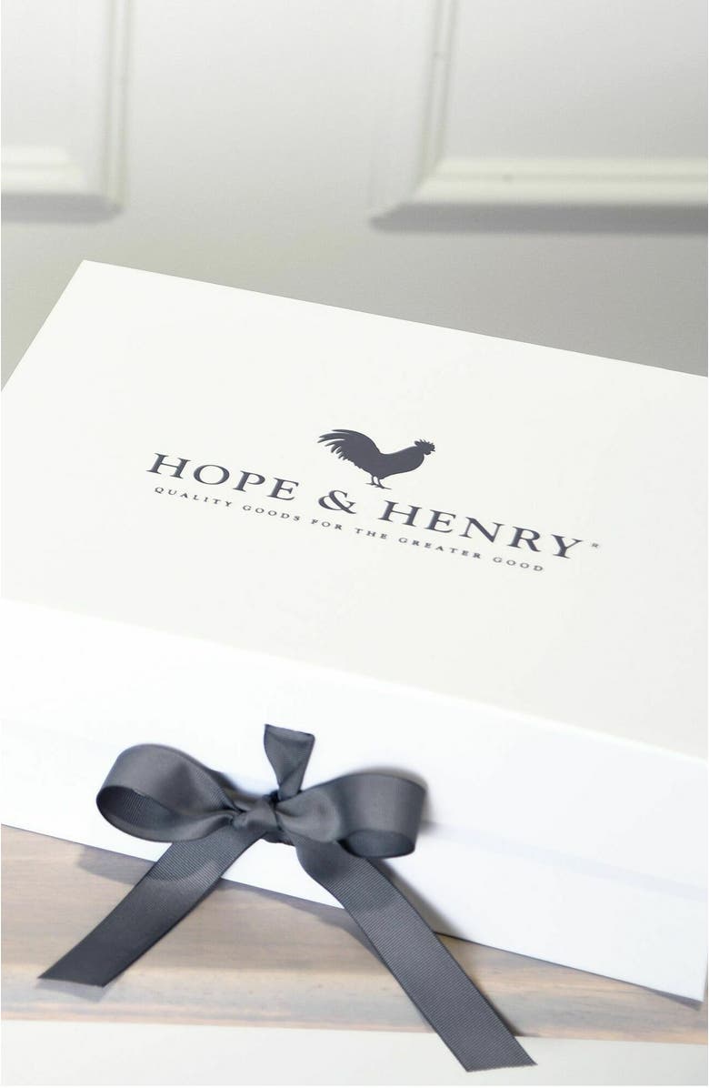 Hope & Henry Baby 3 Piece Linen Dress with Ruffle Collar and Bonnet Boxed Gift Set, Infant, Alternate, color,