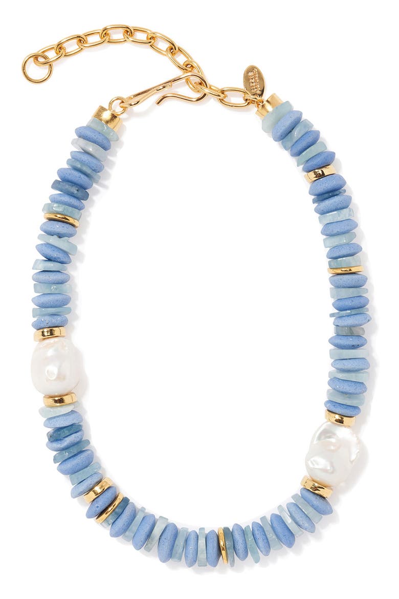Umi Disc Bead Necklace, Main, color, LIGHT BLUE
