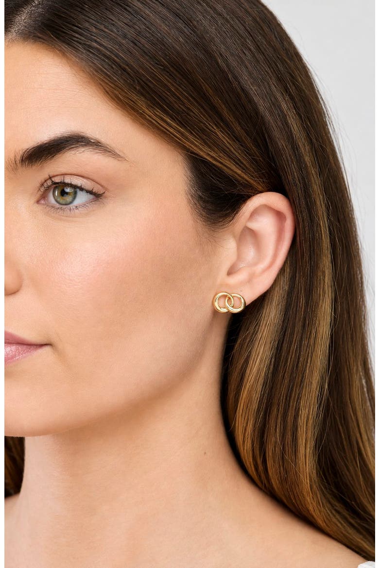 14k Gold Double Circle Stud Earrings, Alternate, color, 14K YELLOW GOLD