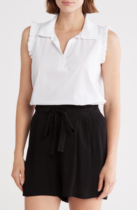 Ruffle Collar Poplin Tank