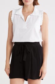 DR2 by Daniel Rainn Ruffle Collar Poplin Tank