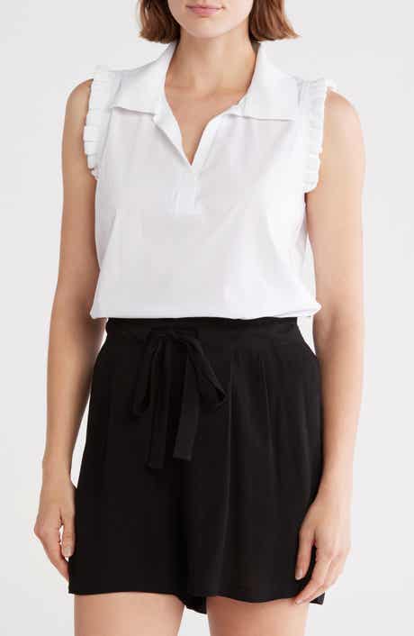 DR2 by Daniel Rainn Ruffle Collar Poplin Tank