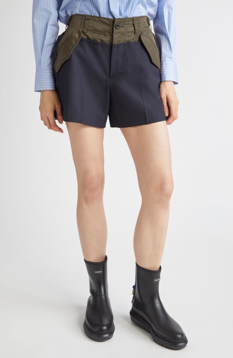 【sacai】Double Faced Silk Cotton Shorts Sacai Black Double-faced Silk Cotton Shorts In 001 Black