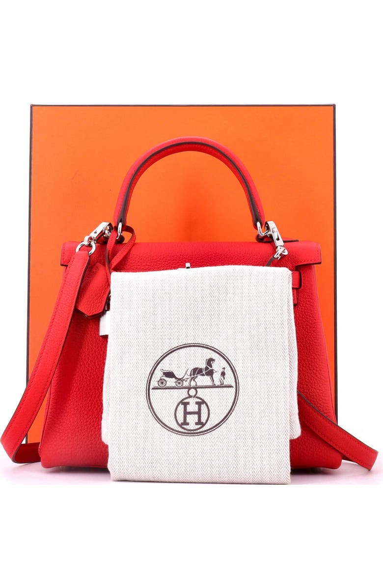 Pre-Owned Hermes Kelly Handbag Red Togo with Palladium Hardware 25, Alternate, color, Rouge De Coeur