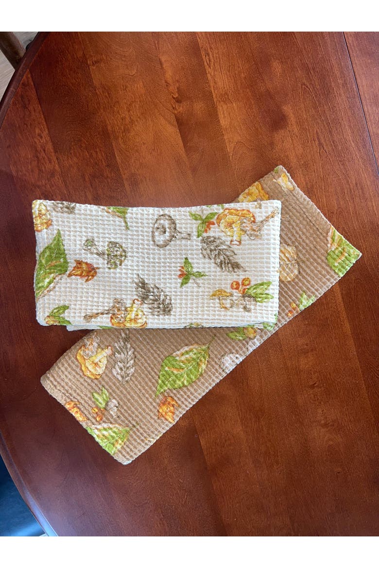 Mushroom Tea Towels, Set of 2, Alternate, color, Cream