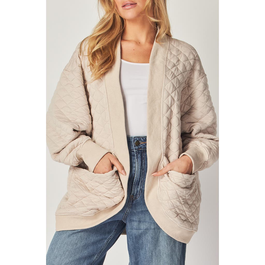 Bluegrey Quilted Cotton Blend Cardigan Sweatshirt In Taupe
