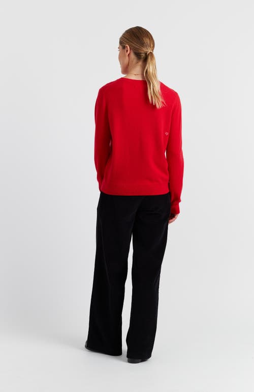 Chinti & Parker Velvet-red Wool-cashmere Candy Cane Sweater In Red