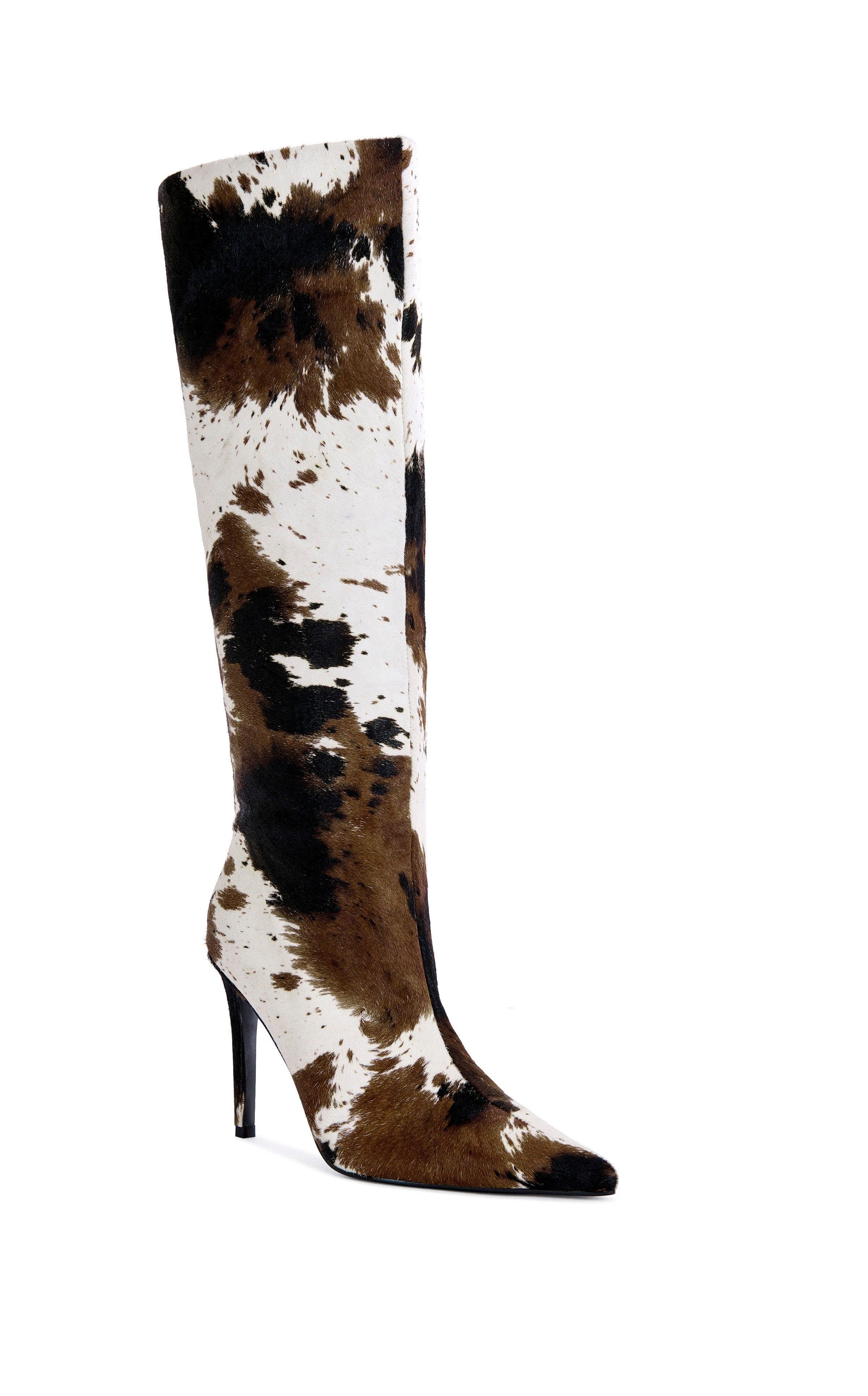 AZALEA WANG Syreali Genuine Leather Stiletto Boot, Alternate, color, Cow