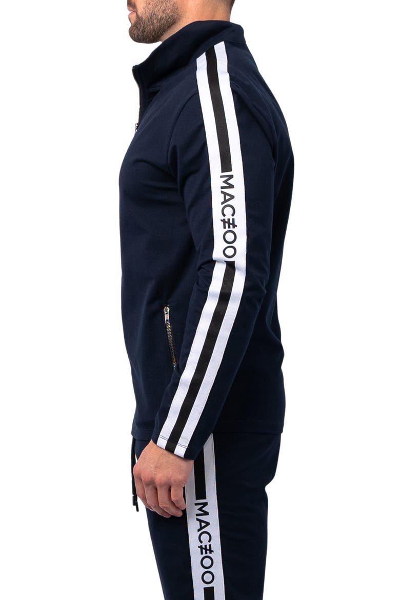 Stretch Cotton Zip-Up Track Jacket, Alternate, color, BLUE