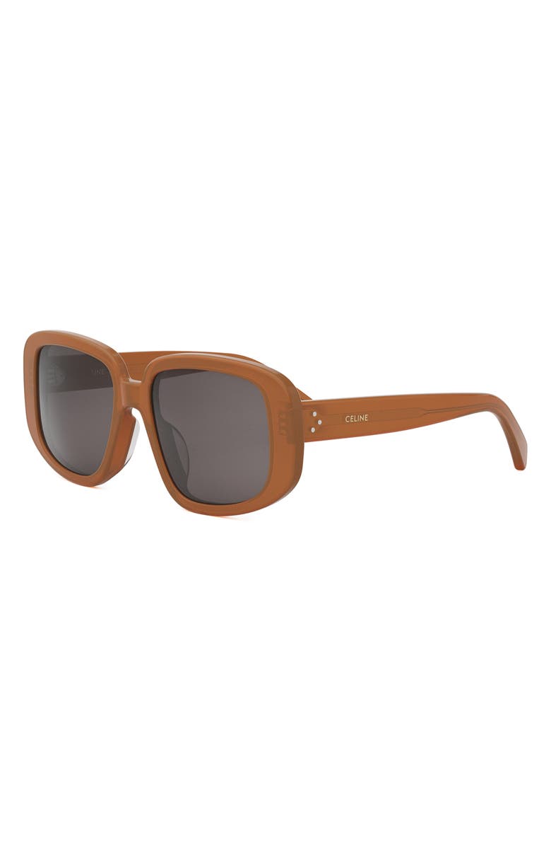 CELINE Bold 3 Dots 55mm Geometric Sunglasses, Alternate, color, Shiny Light Brown / Smoke