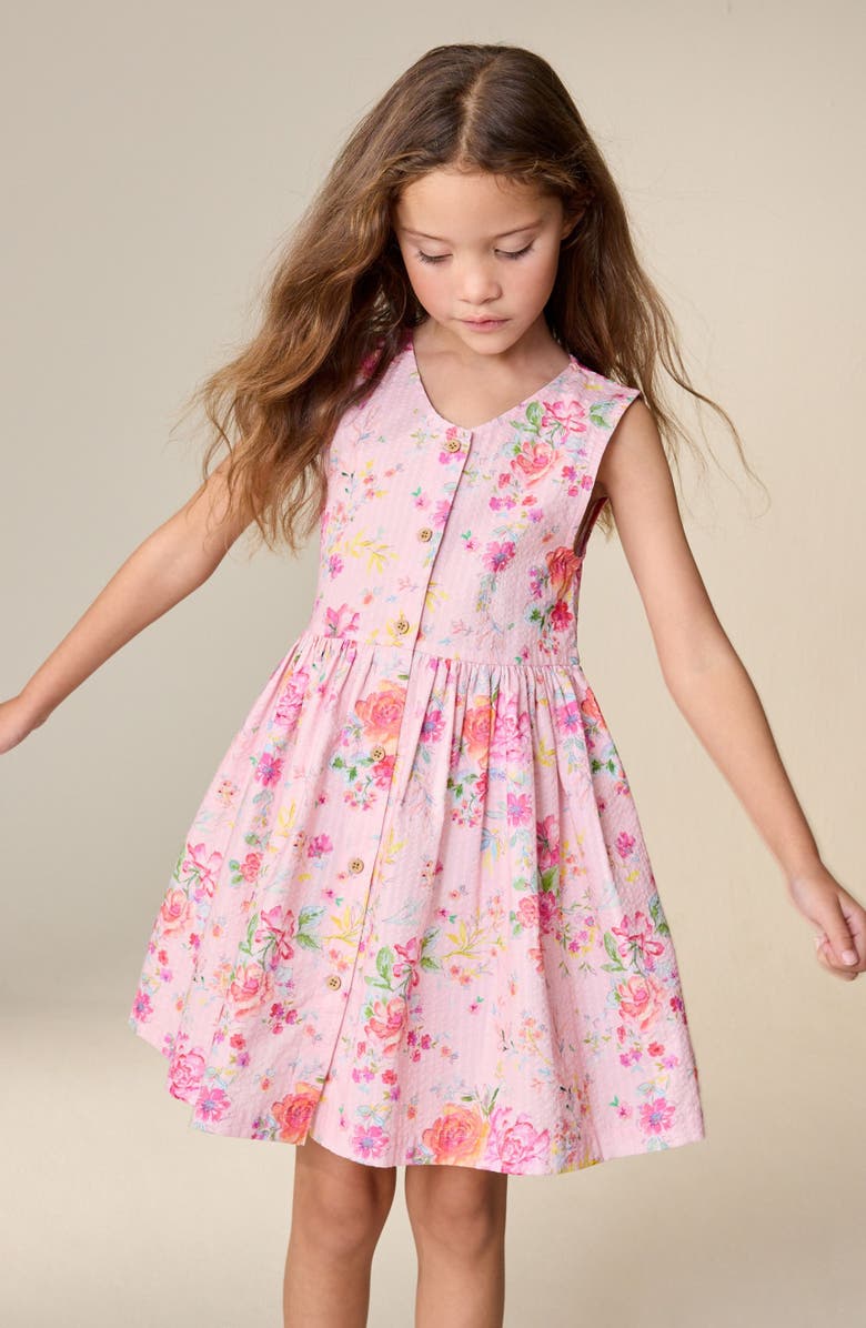 NEXT Kids' Floral Sleeveless Cotton Dress, Alternate, color, Pink