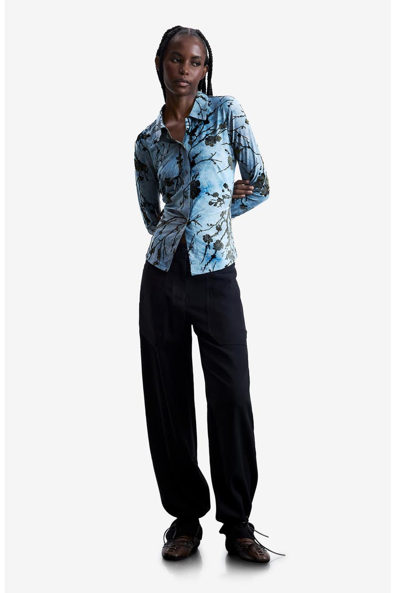 Floral Print Button-Up Shirt, Alternate, color, BLUE MULTI
