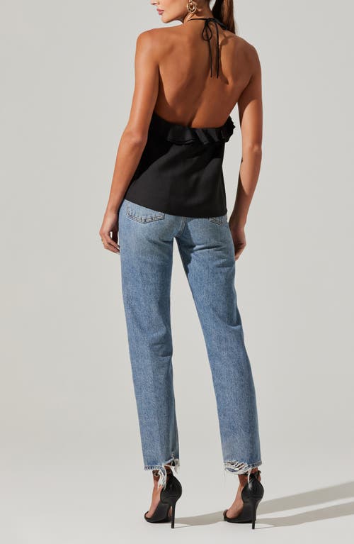Astr The Label Alix Rosette Halter Top In Black