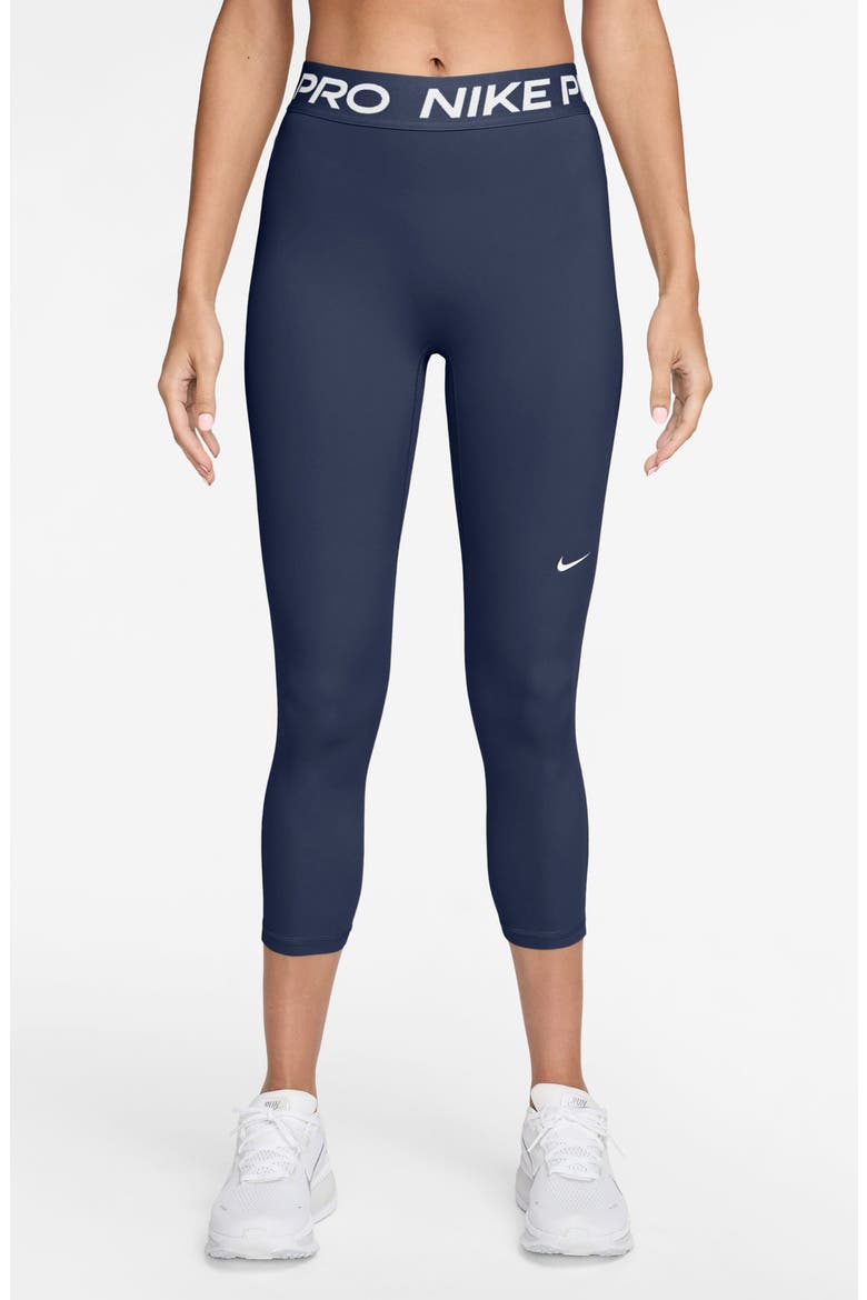 Logo Band Leggings, Main, color, MIDNIGHT NAVY/ WHITE