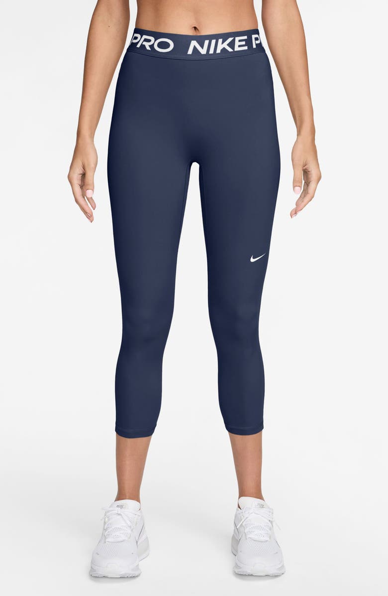 Nike Logo Band Leggings, Main, color, Midnight Navy/ White