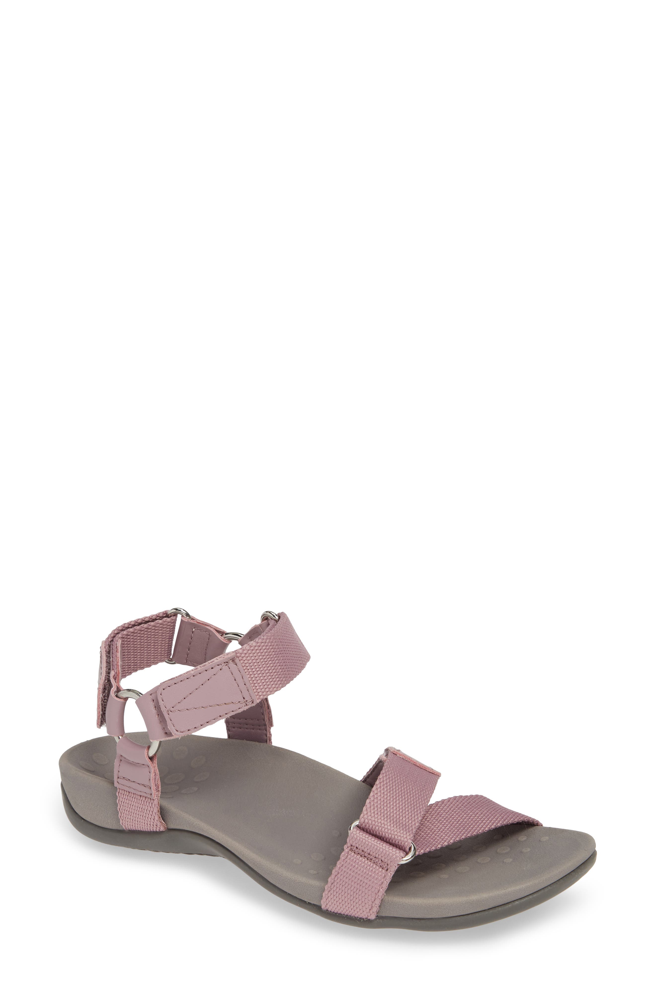 Vionic Candace Webbed Sport Sandal, Main, color, MAUVE FABRIC/ LEATHER