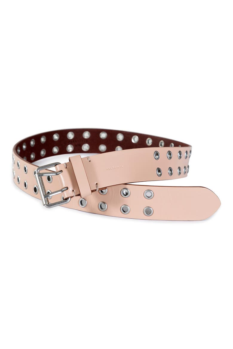 Leather Grommet Belt, Alternate, color, BLUSH PINK