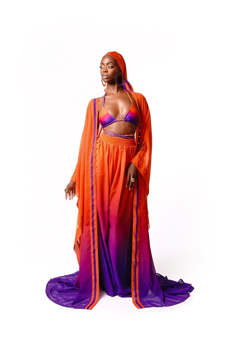 Luna Chiffon Kaftan, Alternate, color, Orange