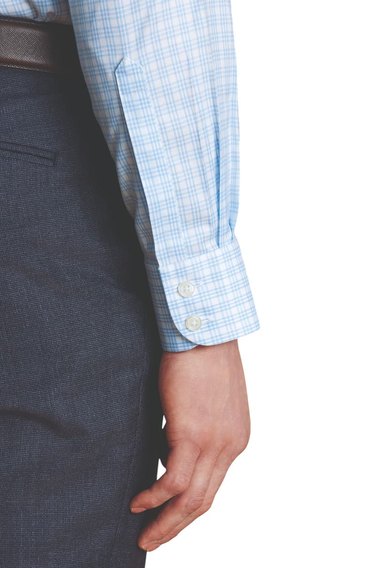 Triple Check Non-Iron Twill Slim Fit Shirt Single Cuff, Alternate, color, Sky Blue