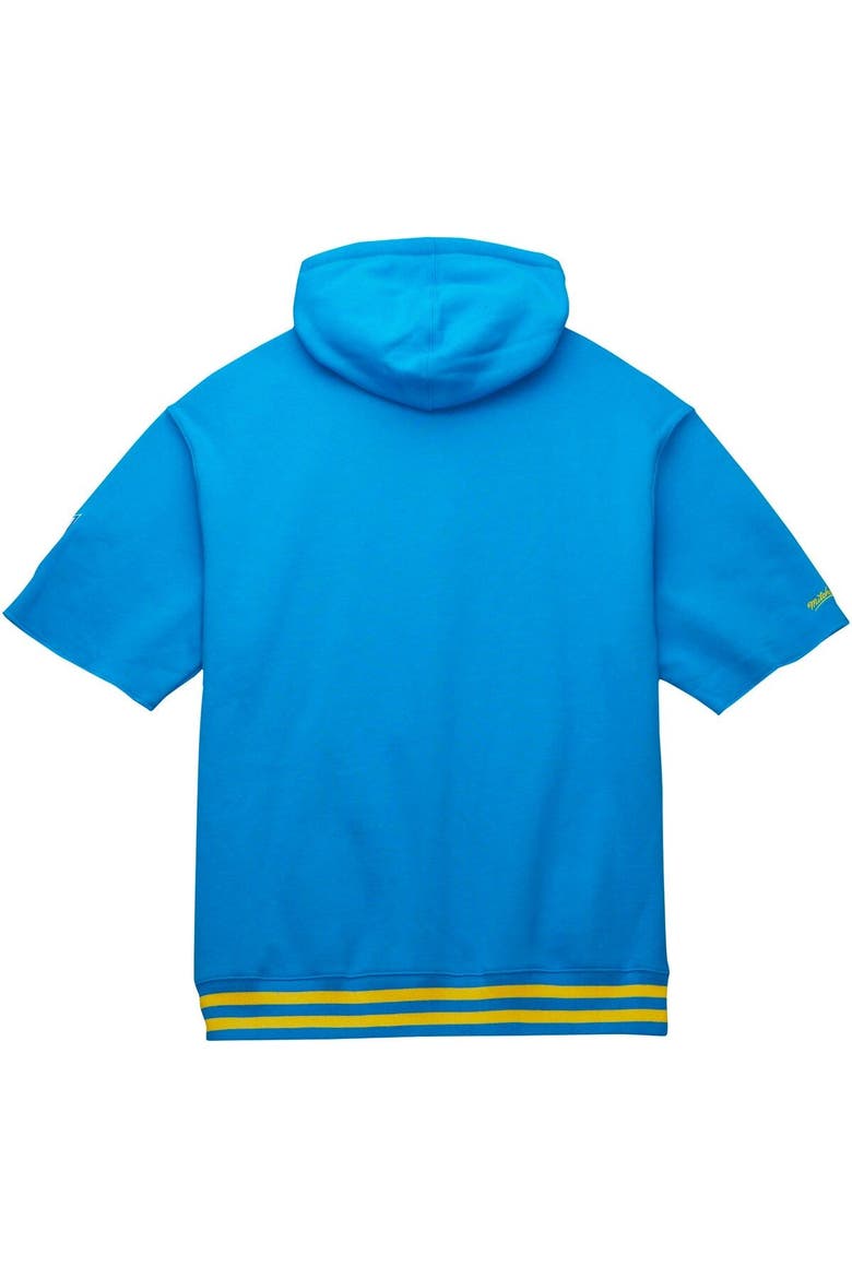 Men's Mitchell & Ness Powder Blue Los Angeles Chargers Pre-Game Short Sleeve Pullover Hoodie, Alternate, color, Powder Blue